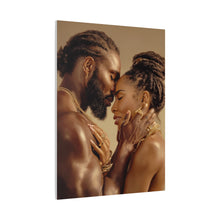 Load image into Gallery viewer, Black Love Couple Embrace Canvas | Afrocentric Wall Art Valentine's Day Gift Ready to hang