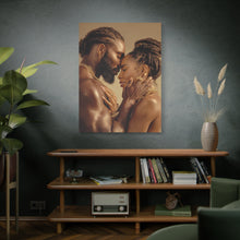 Load image into Gallery viewer, Black Love Couple Embrace Canvas | Afrocentric Wall Art Valentine's Day Gift Ready to hang
