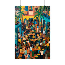 Load image into Gallery viewer, Afrocentric Caribbean Wall Art Poster | Black Diaspora Folk Art | Handmade Matte Print