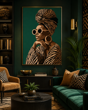 Load image into Gallery viewer, Luxury Black Woman Wall Art, Afrocentric Fashion, African American Art, Chic Decor Premium Matte Paper Poster