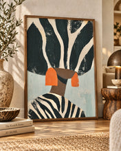Load image into Gallery viewer, Neutral Wall Art, Afrocentric Abstract Black Woman - Black &amp; White Stripes Poster