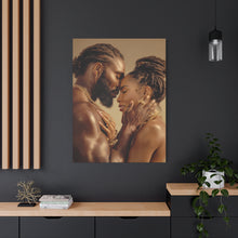 Load image into Gallery viewer, Black Love Couple Embrace Canvas | Afrocentric Wall Art Valentine's Day Gift Ready to hang
