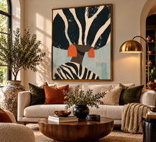 Load image into Gallery viewer, Neutral Wall Art, Afrocentric Abstract Black Woman - Black &amp; White Stripes Poster