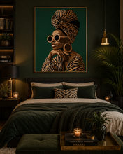 Load image into Gallery viewer, Luxury Black Woman Wall Art, Afrocentric Fashion, African American Art, Chic Decor Premium Matte Paper Poster