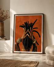 Load image into Gallery viewer, Wicks | Afrocentric Art | Black Woman | Faceless Cubism Portrait | Terracotta Wall Art Poster | Matte Vertical Art Print