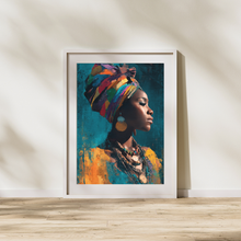 Load image into Gallery viewer, Afrocentric Woman Art Poster | Colorful African Queen Portrait