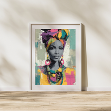 Load image into Gallery viewer, Afrocentric Woman Art Poster | Colorful African Queen Portrait