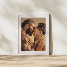 Load image into Gallery viewer, Black Love Couple Embrace Poster | Afrocentric Wall Art Valentine's Day Gift