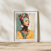 Load image into Gallery viewer, Afrocentric Woman Art Poster | Colorful African Queen Portrait