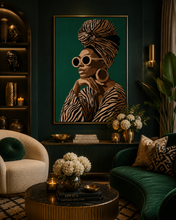 Load image into Gallery viewer, Luxury Black Woman Wall Art, Afrocentric Fashion, African American Art, Chic Decor Premium Matte Paper Poster