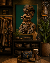 Load image into Gallery viewer, Luxury Black Woman Wall Art, Afrocentric Fashion, African American Art, Chic Decor Premium Matte Paper Poster