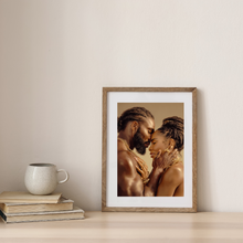 Load image into Gallery viewer, Black Love Couple Embrace Poster | Afrocentric Wall Art Valentine's Day Gift