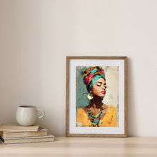Load image into Gallery viewer, Afrocentric Woman Art Poster | Colorful African Queen Portrait