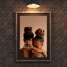 Load image into Gallery viewer, Black Love Couple Embrace Poster | Afrocentric Wall Art Valentine's Day Gift