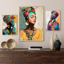 Load image into Gallery viewer, Afrocentric Woman Art Poster | Colorful African Queen Portrait