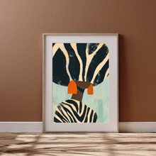 Load image into Gallery viewer, Neutral Wall Art, Afrocentric Abstract Black Woman - Black &amp; White Stripes Poster