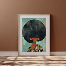 Load image into Gallery viewer, Neutral Wall Art, Afrocentric Abstract Black Woman - Black &amp; White Stripes Matte Poster