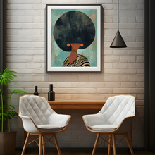 Load image into Gallery viewer, Neutral Wall Art, Afrocentric Abstract Black Woman - Black &amp; White Stripes Matte Poster