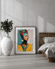 Load image into Gallery viewer, Afrocentric Woman Art Poster | Colorful African Queen Portrait