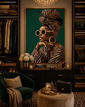 Load image into Gallery viewer, Luxury Black Woman Wall Art, Afrocentric Fashion, African American Art, Chic Decor Premium Matte Paper Poster