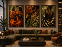 Load image into Gallery viewer, Black Woman Cigar Art Bundle | Afrocentric Triptych Wall Art | Digital Download