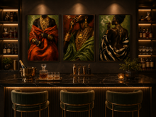 Load image into Gallery viewer, Black Woman Cigar Art Bundle | Afrocentric Triptych Wall Art | Digital Download