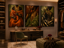 Load image into Gallery viewer, Black Woman Cigar Art Bundle | Afrocentric Triptych Wall Art | Digital Download