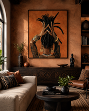 Load image into Gallery viewer, Wicks | Afrocentric Art | Black Woman Printable | Faceless Cubism Portrait | Terracotta Wall Art Decor