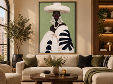 Load image into Gallery viewer, Grace | Neutral Wall Art, Afrocentric Abstract Black Woman Digital Print - Black &amp; White Stripes