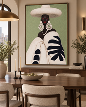 Load image into Gallery viewer, Grace | Neutral Wall Art, Afrocentric Abstract Black Woman Digital Print - Black &amp; White Stripes