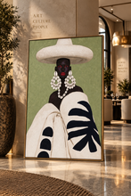 Load image into Gallery viewer, Grace | Neutral Wall Art, Afrocentric Abstract Black Woman Digital Print - Black &amp; White Stripes