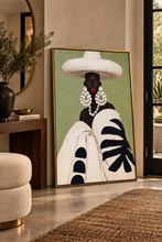 Load image into Gallery viewer, Grace | Neutral Wall Art, Afrocentric Abstract Black Woman Digital Print - Black &amp; White Stripes