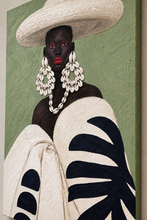 Load image into Gallery viewer, Grace | Neutral Wall Art, Afrocentric Abstract Black Woman Digital Print - Black &amp; White Stripes