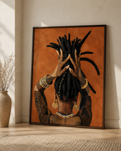 Load image into Gallery viewer, Wicks | Afrocentric Art | Black Woman | Faceless Cubism Portrait | Terracotta Wall Art Poster | Matte Vertical Art Print