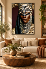 Load image into Gallery viewer, Cowrie Shells |  African Mask Art | Black Woman Editorial Portrait |Afrocentric Wall Art | Premium Matte Paper Poster
