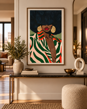 Load image into Gallery viewer, Tomasita | Afrocentric Portrait | Sage Green|  Black Woman Wall Art | Premium Matte Paper Poster