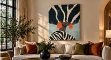 Load image into Gallery viewer, Neutral Wall Art, Afrocentric Abstract Black Woman - Black &amp; White Stripes Canvas - Ready To Hang