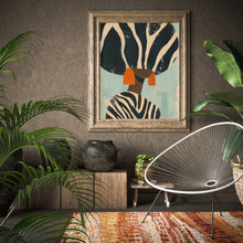 Load image into Gallery viewer, Neutral Wall Art, Afrocentric Abstract Black Woman - Black &amp; White Stripes Poster