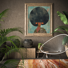 Load image into Gallery viewer, Neutral Wall Art, Afrocentric Abstract Black Woman - Black &amp; White Stripes Matte Poster
