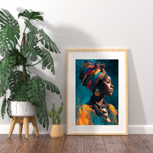 Load image into Gallery viewer, Afrocentric Woman Art Poster | Colorful African Queen Portrait