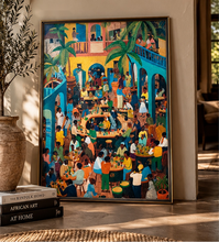 Load image into Gallery viewer, Afrocentric Caribbean Wall Art Poster | Black Diaspora Folk Art | Handmade Matte Print