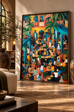 Load image into Gallery viewer, Afrocentric Caribbean Wall Art Poster | Black Diaspora Folk Art | Handmade Matte Print