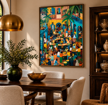 Load image into Gallery viewer, Afrocentric Caribbean Wall Art Poster | Black Diaspora Folk Art | Handmade Matte Print