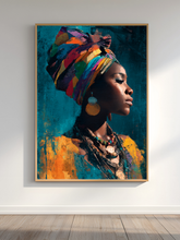 Load image into Gallery viewer, Afrocentric Woman Art Poster | Colorful African Queen Portrait