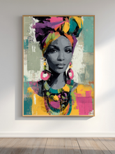 Load image into Gallery viewer, Afrocentric Woman Art Poster | Colorful African Queen Portrait