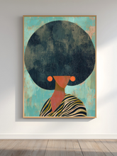 Load image into Gallery viewer, Neutral Wall Art, Afrocentric Abstract Black Woman - Black &amp; White Stripes Matte Poster