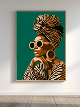Load image into Gallery viewer, Luxury Black Woman Wall Art, Afrocentric Fashion, African American Art, Chic Decor Premium Matte Paper Poster