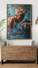Load image into Gallery viewer, Freedom, Black Artist Prints, Beautiful Woman, Soft Aesthetic, Black History, African American art, Black Beauty, Swimming, Water Color Canvas