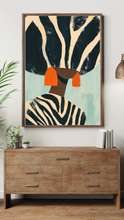 Load image into Gallery viewer, Neutral Wall Art, Afrocentric Abstract Black Woman - Black &amp; White Stripes Poster