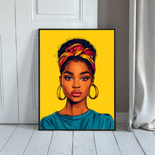 Load image into Gallery viewer, Light Skin Keisha Black Girl Art Poster: Afrocentric Woman with Head Wrap